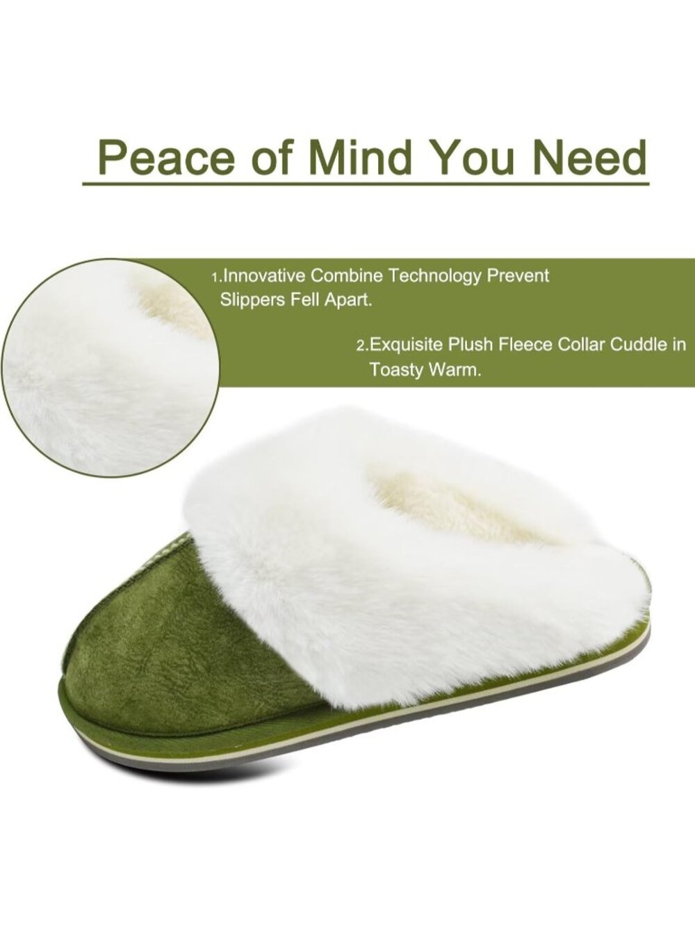 Womens Green Cozy Memory Comfy Winter Scuff Indoor Outdoor Rubber Hard Sole - Picture 4 of 6